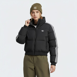 Adidas clover series women's cropped puff short cotton jacket jx2970 black l