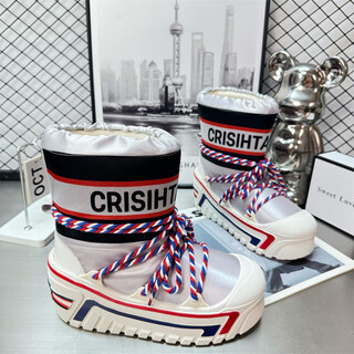 欧货大牌冬季款D家女休闲厚底增高百搭套筒滑雪鞋网红同款雪地靴G 银色 35