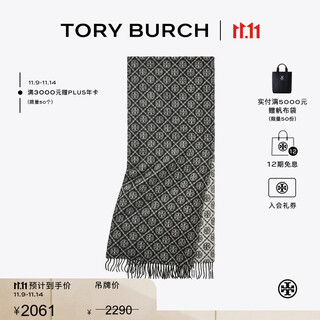 Tory burch t monogram sheep wool jacquard scarf tb 164571 black 001 os