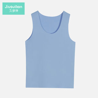 Children's vest boys spring and autumn warm double-sided fleece wool medium and large children's campus base sleeveless top light lake blue 120 120cm