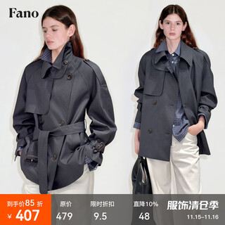 Fano studios fan luo fano urban modern light drape classic raglan sleeve double breasted short windbreaker jacket for women 2025 autumn floral gray ready stock m