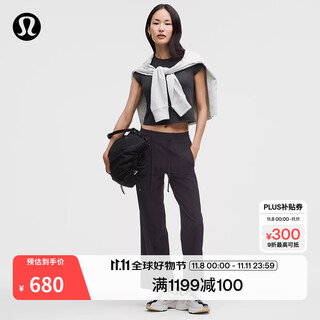 Lululemon丨pull-on women's elastic waist mid-waist wide leg pants 28 lw5ib9a noctua black s
