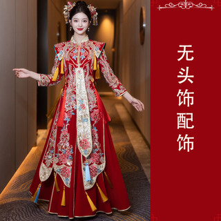 Roar uthaug high-end show and clothing wedding dress 2025 new wedding dress chinese style hall clothing small heavy industry wedding dress maternity cover belly red peony high-end soft velvet (no headgear) m