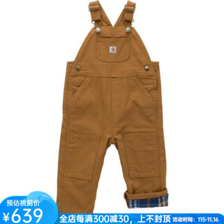 Carhartt carhartt children's overalls cotton canvas flannel lining thickened baby pants trousers spring and autumn american version brown carhartt brown s (12m) 9-12 months