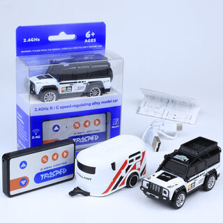 1:64 remote control mini alloy car with front and rear lights for boys and girls rechargeable children's off-road toy pickup truck hengguan white-mini off-road vehicle without rear compartment + screwdriver