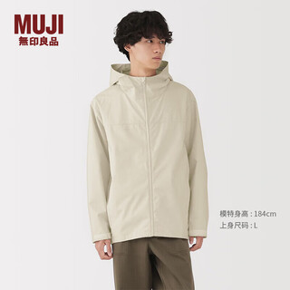 Muji men's waterproof hooded jacket men's long-sleeved jacket autumn 25 men's ad0x5a5a ivory m (170/92a)