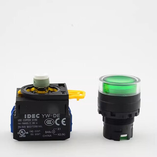 Izumi button switch with light self-reset full protective cover red 24v one normally open yw1l-mf2e10q4r_ one normally open 24v