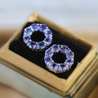 Tanzanite natural l natural tanzanite earrings women's 925 silver amethyst colorful earrings earrings simple ins cold natural tanzanite amethyst a earrings