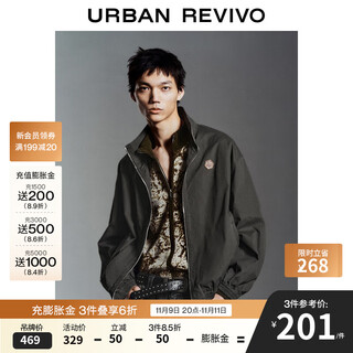 Ur2025 new autumn men's trendy ultra-loose embroidered stand-up collar jacket umy150004 dark gray s (xs-s)