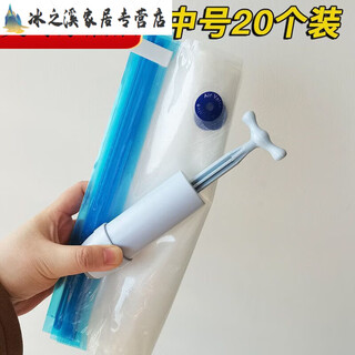 Vacuum fresh-keeping compression bag food and fruit sealed ziplock bag manual with hand pump medium size 20 pack