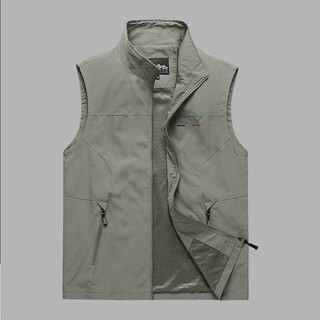 Xiaohongshu popular men's casual vest spring and autumn large size outdoor fishing travel vest middle-aged and elderly dad thin light gray l