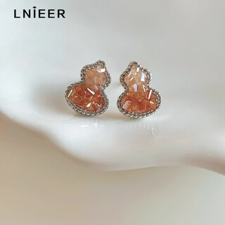 Lnieer gradient crystal gourd earrings for women, unique light luxury design, metaphysical wealth earrings, high-end ear jewelry, gradient citrine gourd earrings, s925 silver needle