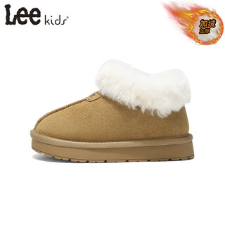 Lee kids children's shoes winter new children's snow boots plus velvet anti-slip cotton boots girls' cotton shoes boys' waterproof mid-calf boots yellow brown 30 inner length 19.4cm suitable for feet 18.4-18.9cm long