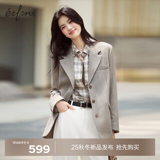 Eifini eifini contrasting color small wide shoulder single-breasted suit for women 2025 autumn new classic temperament casual commuter jacket gray green l
