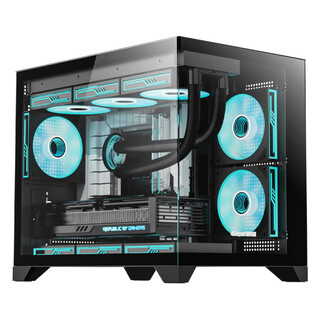 长城（Great Wall）海王星H3黑色海景房机箱（M-ATX主板/双面玻璃/背插主板/360水冷位/9风扇位/侧板便拆/5090显卡）