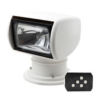 船用快艇游艇遥控探照灯12V24V卤素氙气白黄光扫海射灯遥控360度 12V白色100W卤素光 按钮款