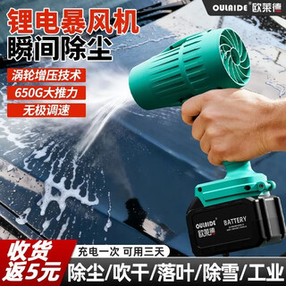 Oled violent fan for car washing, snow removal and dust removal, industrial blower for falling leaves, high power and powerful lithium battery turbine hair dryer, efficient cleaning 21v violent fan - 10 cells dual battery, there are usage video tutorials on the packaging and instructions