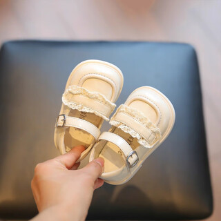 Tyrannis yangma recommended 2025 new spring and autumn girls toddler shoes infant soft sole non-slip baby girl lace millet white 15_inner length 12cm