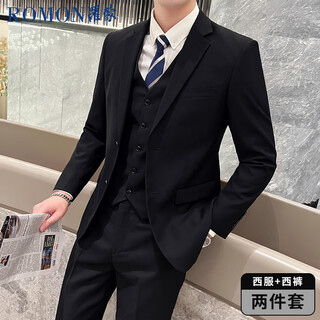 Romon suit men's business slim suit men's professional formal wear groom wedding dress jacket black xl