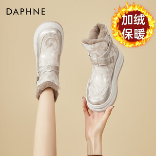 Daphne daphne thick-soled snow boots women's short boots 2025 new women's boots plus velvet warm student cold-resistant cotton boots gold plus velvet heel height 5cm 37 (235mm) standard size