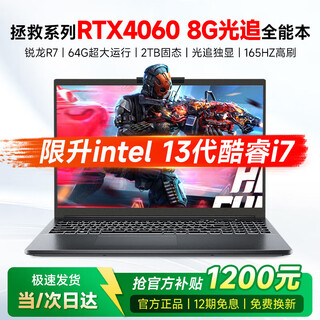 LGEIONY拯救系列游戏本【补贴30%】酷睿i7笔记本电脑RTX4060光追独显大学生设计编程电竞165Hz高刷屏 拯救系列/RTX4060/165HZ高刷/全能本 32GB+1TB极速固态【豪华9重礼】
