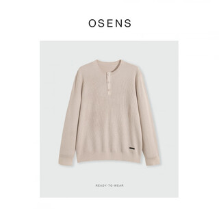 Osensosnes wool double-ply yarn waffle knitted half-open henley collar cardigan knitted sweater for men warm apricot color in stock m 170_92a_