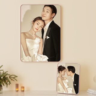 Fantasy crystal photo frame photo wall wedding photo customized photo washing made into a high-quality stage for the whole family rose gold (vertical version) printed photos included 48 inch (75x120cm) wall hanging