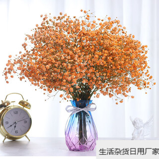 Gypsophila dried flower bouquet air-dried real flowers living room decoration new house decoration ornaments table flower arrangement small fresh orange gypsophila-including diamond vase