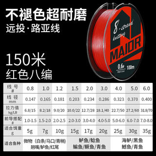 Zailou's new chinese red pe line is wear-resistant and does not fade. luya line is long-range special fishing line and the main line is high-end strong horse. chinese red 150 meters does not fade. 0:8