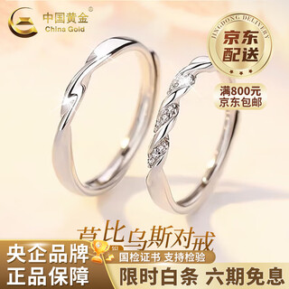 China gold s pure silver möbius ring couple ring light luxury versatile valentine's day birthday gift year of the horse zodiac year gift classic möbius ring couple ring - pure silver opening adjustable