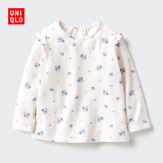 Uniqlo infant and toddler round neck t-shirt/long sleeve 485586 01 milky white 100