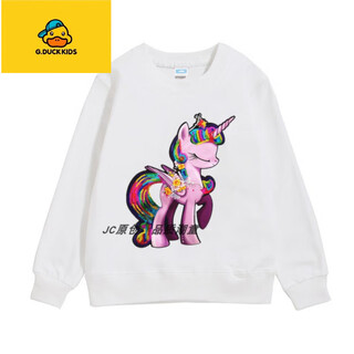 G.duckkids girls' autumn and winter clothes kurome melody sequined sweater children's luminous long-sleeved top cotton pullover white unicorn 120 cm