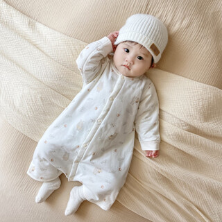 Spring and autumn baby sleeping bag children's winter anti-kick quilt warm pajamas men and women baby padded jumpsuit pure cotton nightgown bear infested warm thin cotton sleeping bag one size 59cm