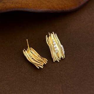 S925 silver needle irregular earrings original design thick 18k gold plated color-preserving geometric line earrings earring style