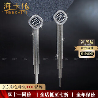 Heekaiyi light luxury ear clip earrings women's earrings tassel earrings 2024 new fashion light luxury high-end broken diamond gray