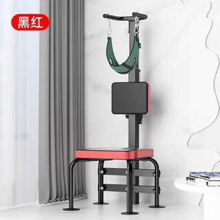 Electric cervical traction chair for chiropractors to exercise at home, neck brace, neck sling, lumbar resistance stretching tool, 2-in-1 liter black and red electric cervical traction chair, electric adjustment/can practice handstand