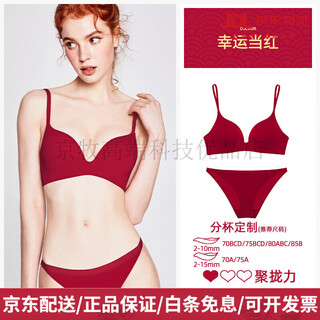 Miss curiosity red underwear women push up small breast wedding bridal wireless seamless bra set zodiac year of the horse gift box lucky popular set (basic solid color style) 70a