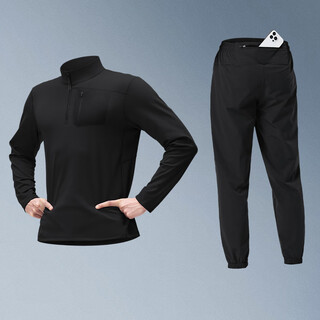 Li ning li ning sports coat men's autumn and winter stand-up collar quick-drying running training clothes outdoor cycling tops fitness clothes black two-piece set loose_sports_quick-drying new style m