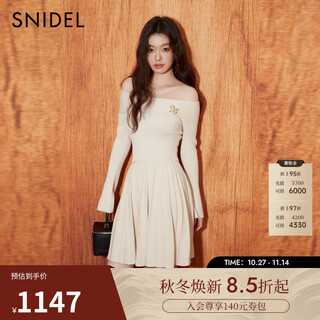 SNIDEL2025秋冬新品优雅露肩喇叭袖针织半身短裙套装SWNO254322 象牙白 均码 (F)