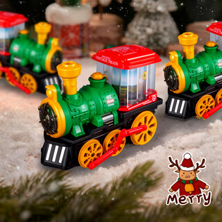 Qisen children's universal electric spray train wheel steam locomotive model boy 4 girl 5 baby christmas gift battery version 3 sections no. 5 + screwdriver christmas spray train red qb-34