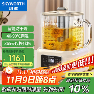 Skyworth government subsidy all-glass health pot mini household tea maker milk mixer soft stew 1.2l with filter office 0 metal 0 glue kettle s237