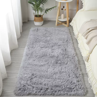 Yusenyi plush white floor mat study table foot mat entry foyer mat can bay window blanket bedroom bedside blanket plain light gray 40x60cm