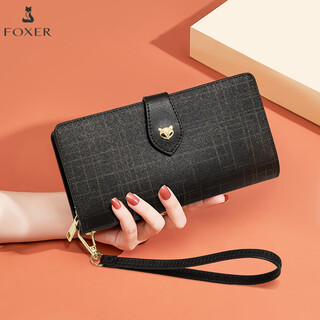 Gold fox leather women's wallet large capacity long card holder money note holder clutch bag coin purse light luxury girlfriend birthday gift