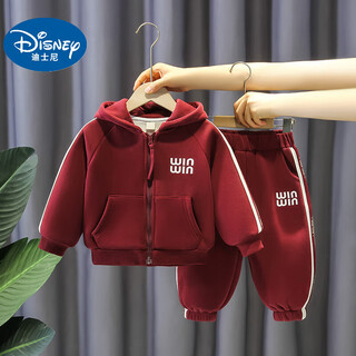 Disney (disney) velvet suit 2025 autumn and winter 2025 new style boys and children thickened anchor red jacket two-piece set burgundy suit velvet 100 (upgraded model)