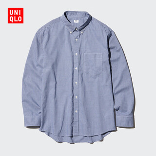 Uniqlo men's and women's high quality long staple cotton plaid shirt long sleeve shirt 25 new 480648 476015 476015/66 blue l