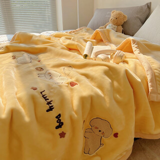 Turbosun blanket cover winter thickened 1.5x2.0 raschel blanket children's milk velvet office nap blanket student happy puppy yellow double layer cloud velvet 150x200cm single blanket one blanket multi-purpose can be spread