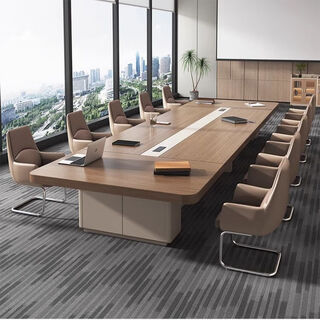 Large conference table long table simple modern rectangular office negotiation table training table conference room table and chair combination 2.0 meter multi-functional thickened storage conference table