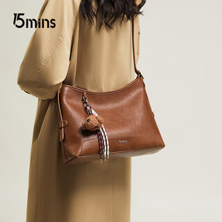 15mins bag for women 2025 new vegetable tanned light luxury large capacity single shoulder crossbody bag for women commuting casual women's bucket bag