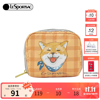 Lesportsac lebo poetry bag women's bag new cartoon coin headphones makeup storage clutch for girls gift orange plaid shiba inu