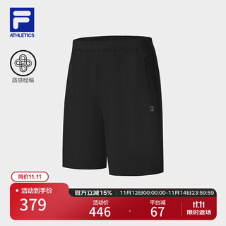 Fila official men's knitted shorts 2025 autumn new running fitness sports basic five-point pants dark black-bk xl 180/88a/xl